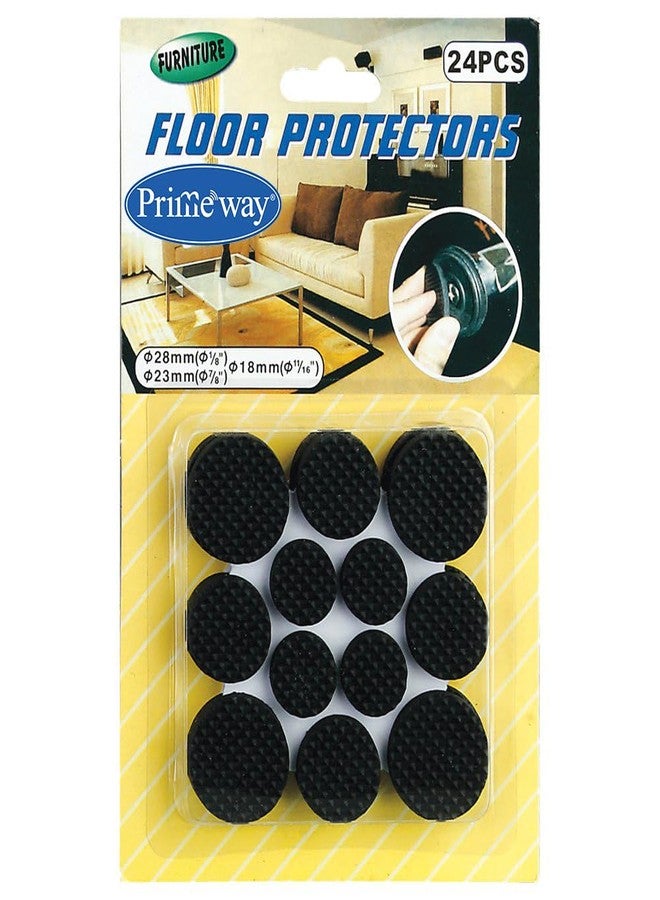 Primeway® EVA-Veins Round Floor Protector | 5mm Thickness | Self Adhesive | Non Skid Pads | Noise Insulation | Furniture Sliders | Dia 18mm | 23mm | 28mm | Black | 24 Pcs Set - Image 1